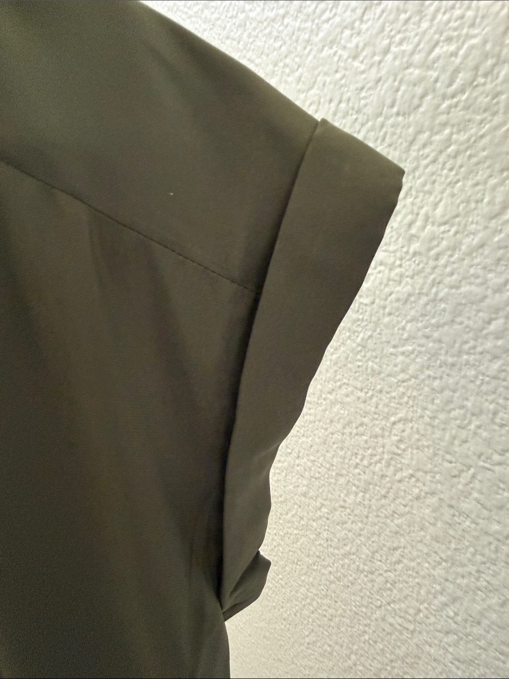 Express Olive Green V-Neck Cap Sleeve Blouse - Picture 3 of 6